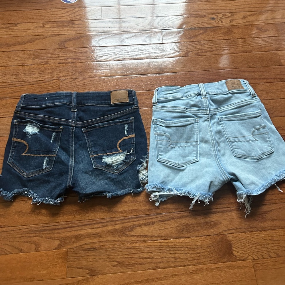 American Eagle Outfitters Dark and Light Blue Jean Shorts 2 PAIRS